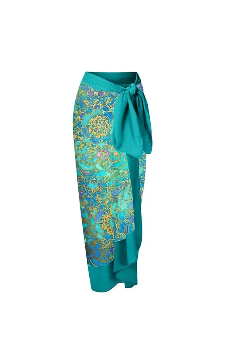 Boho Ruffle Print One Piece Swimsuit Set