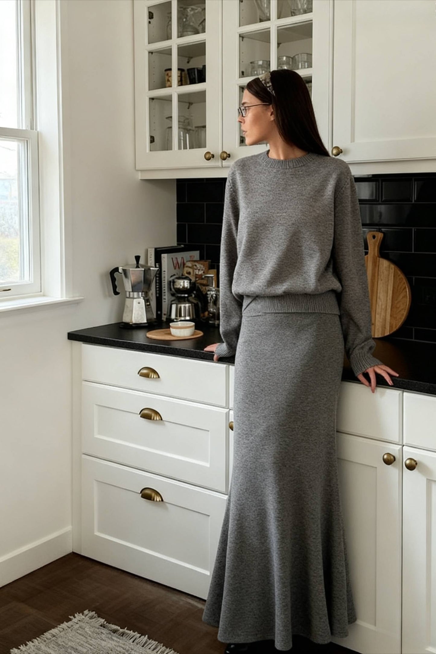 Pleated Bodycon Skirt Two Piece Set