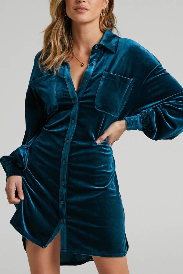 Women's gold velvet dress