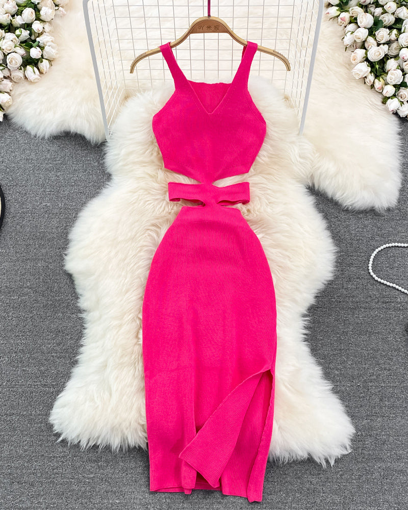 Waist Hollow Suspender Bodycon Dress