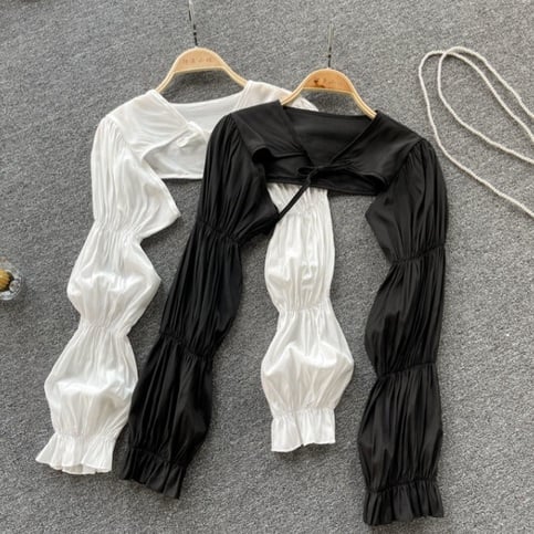 Puff Cropped Long Sleeve Cardigan