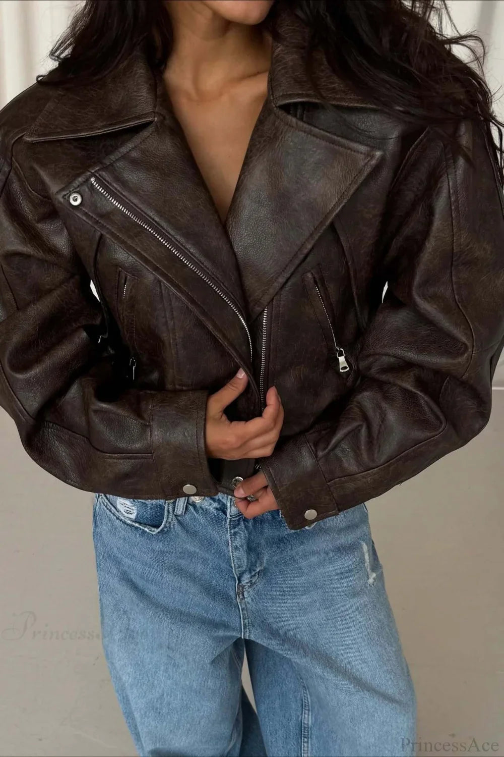 Fitted Faux Leather Short Jacket