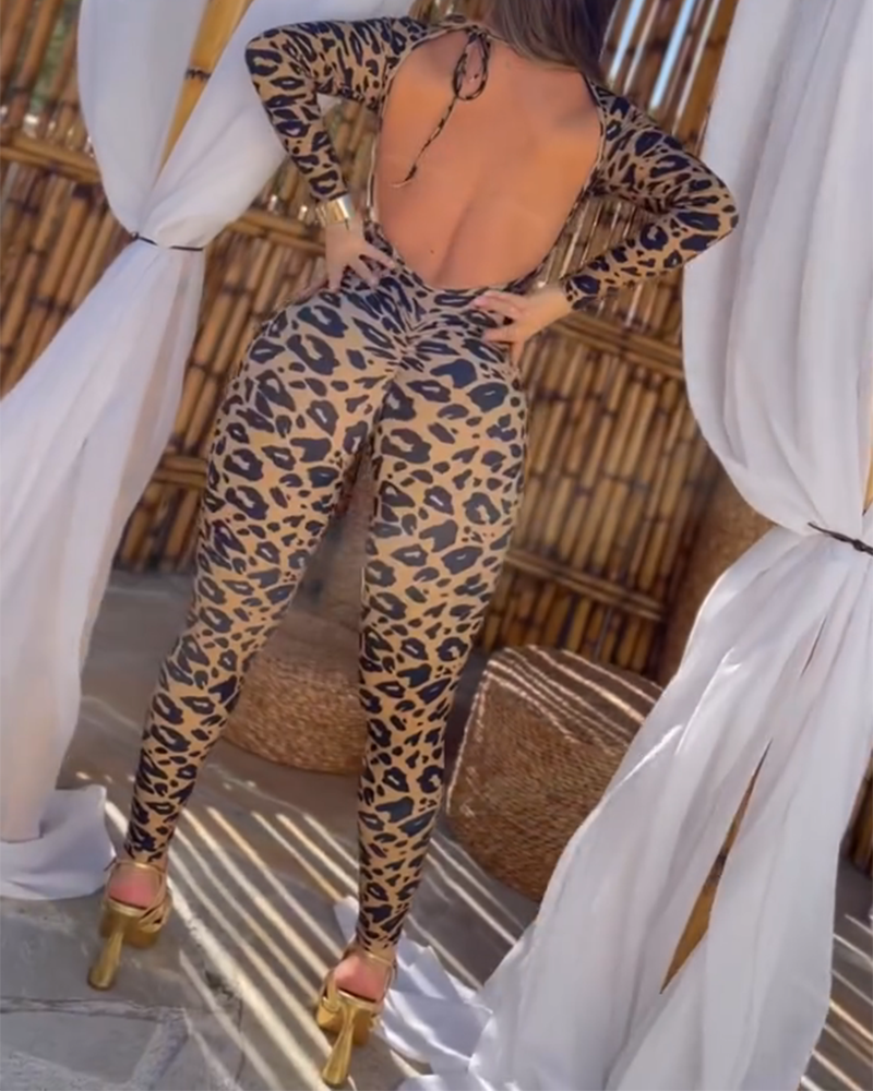 Backless Leopard Print Jumpsuit (Pre-Sale)