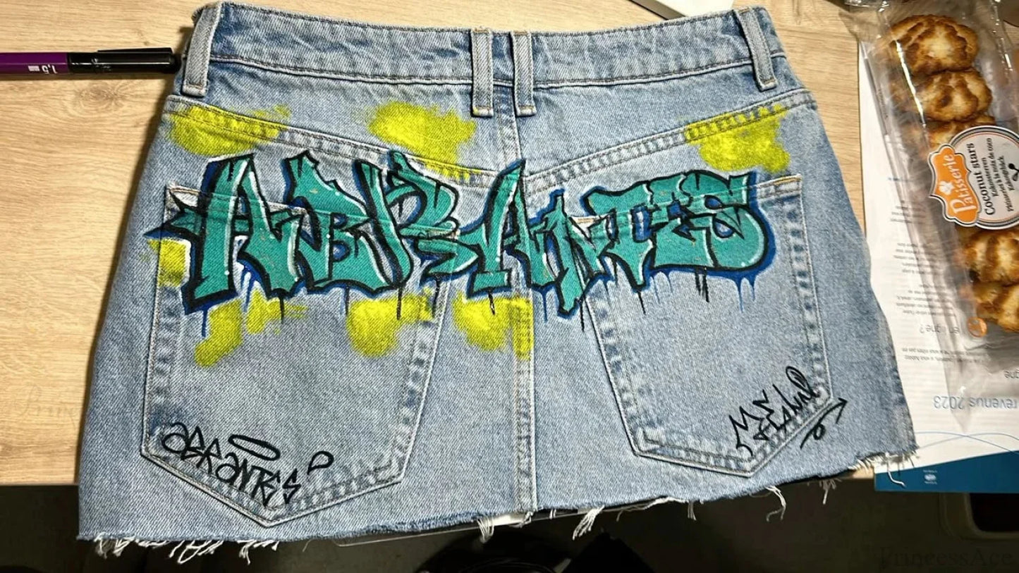 Graphic Blue Jean Short