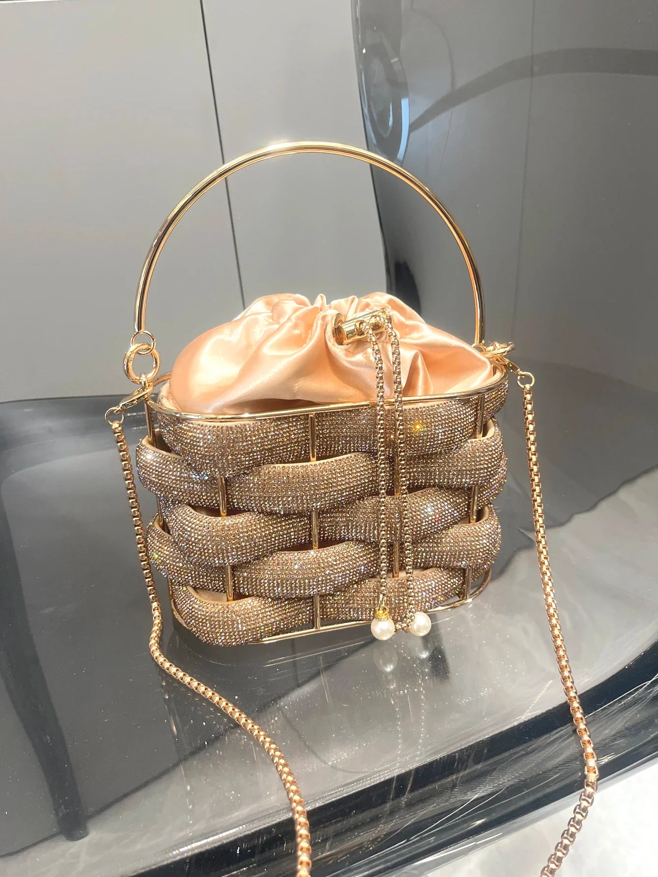 Handmade Rhinestone Luxury Crystal Clutch Bucket Bag