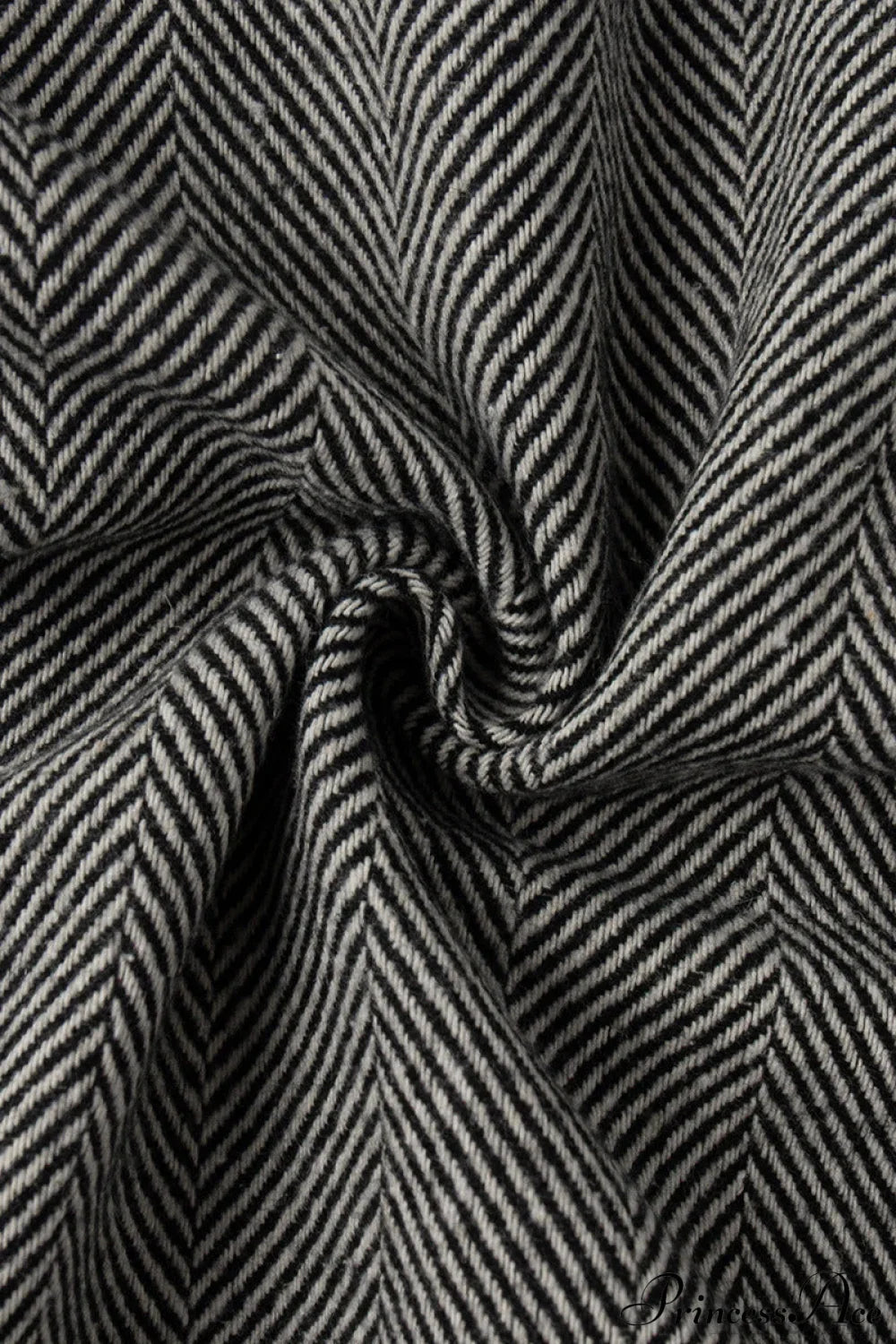 Herringbone Stand Collar Zip Pocket Coat