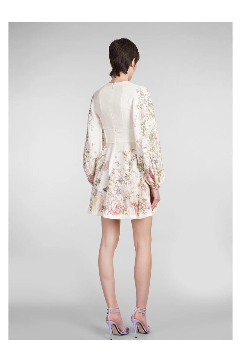 Linen Print Mini Dress