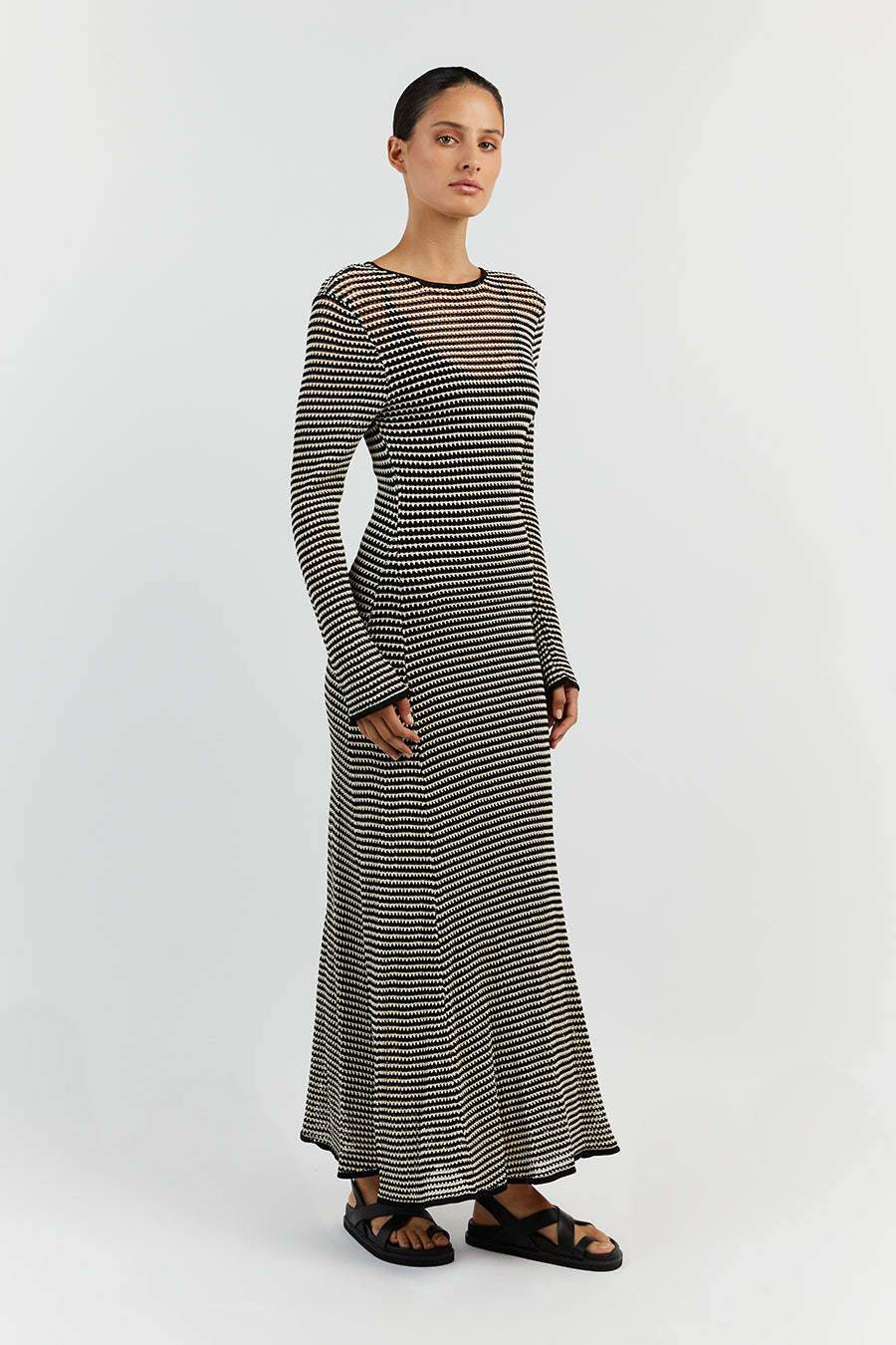 Jill Sheer Strip Knit Maxi Dress
