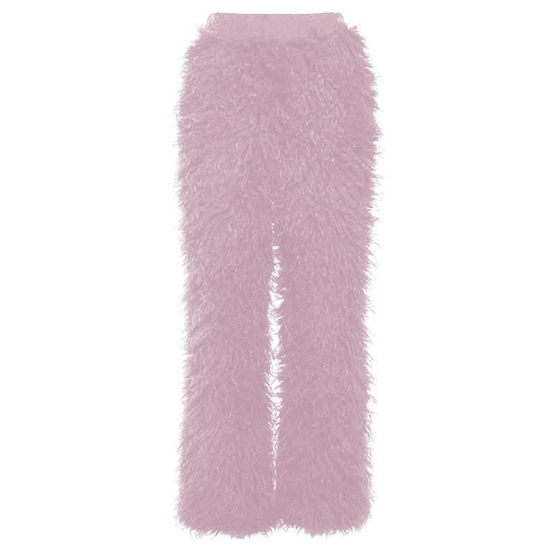 Fluffy patchwork solid high rise pant-final-sale