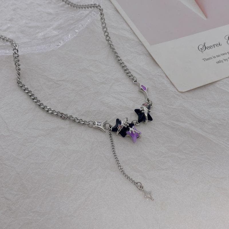 Star pendant irregular multicolor necklace