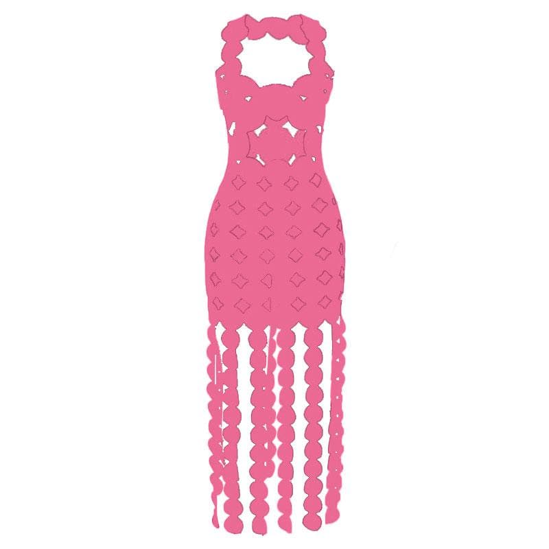 Hollow out backless sleeveless low cut solid cut out maxi dress