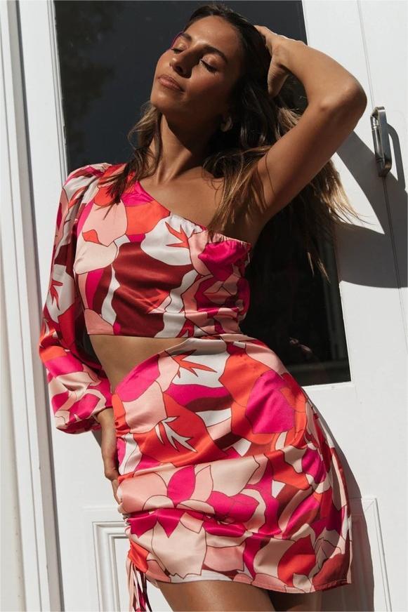 Floral One-Shoulder Strapped Mini Dress