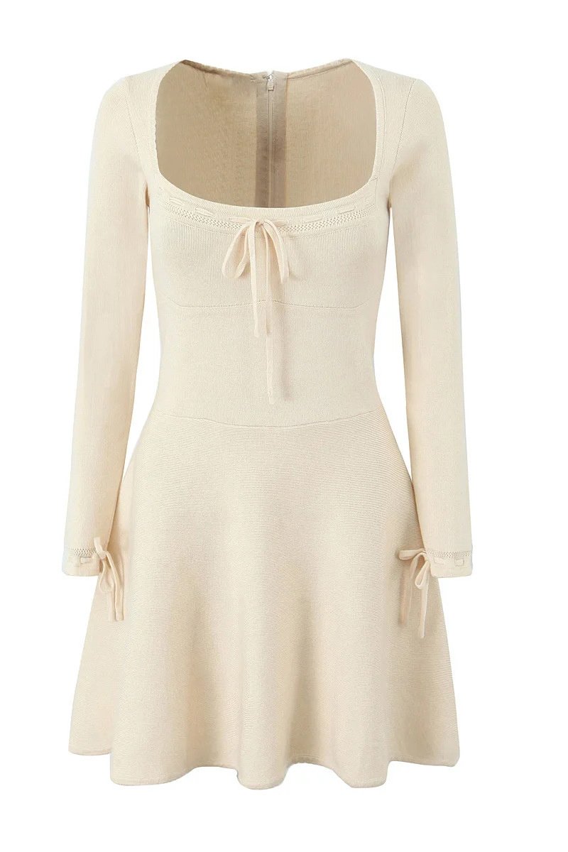 Lillian Square-neck Knit Mini Dress