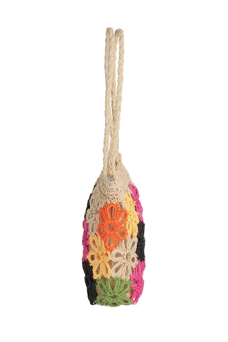 Floral Straw Woven Shoulder Bag