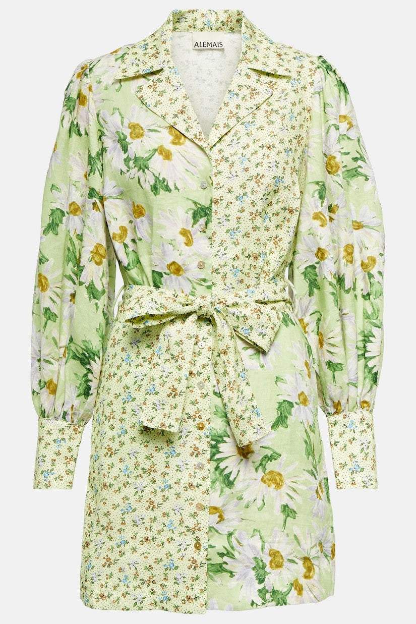 Floral Long Sleeve Mini Dress With Belt