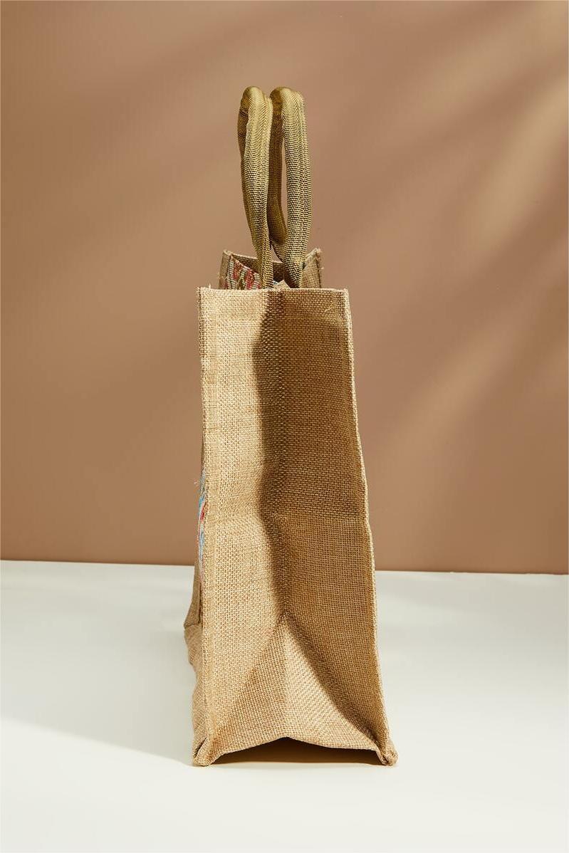 Floral Embroideried Burlap Handbag