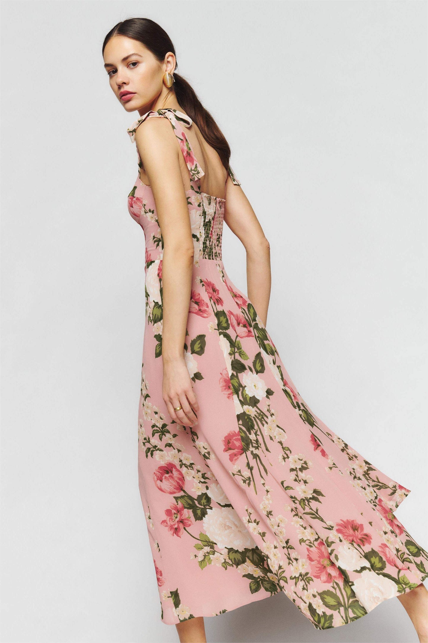 Floral Sleeveless Cami Slim Midi Dress