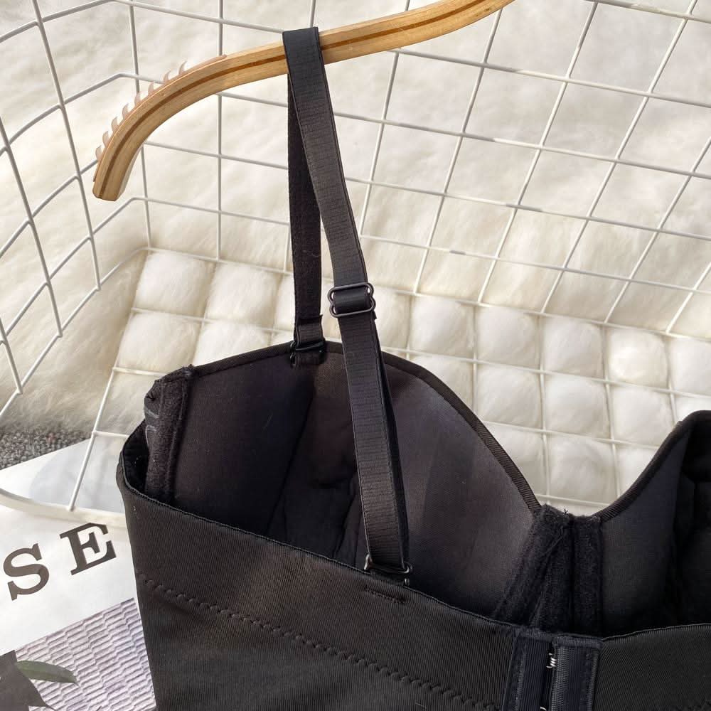 Button beaded v neck padded cami top