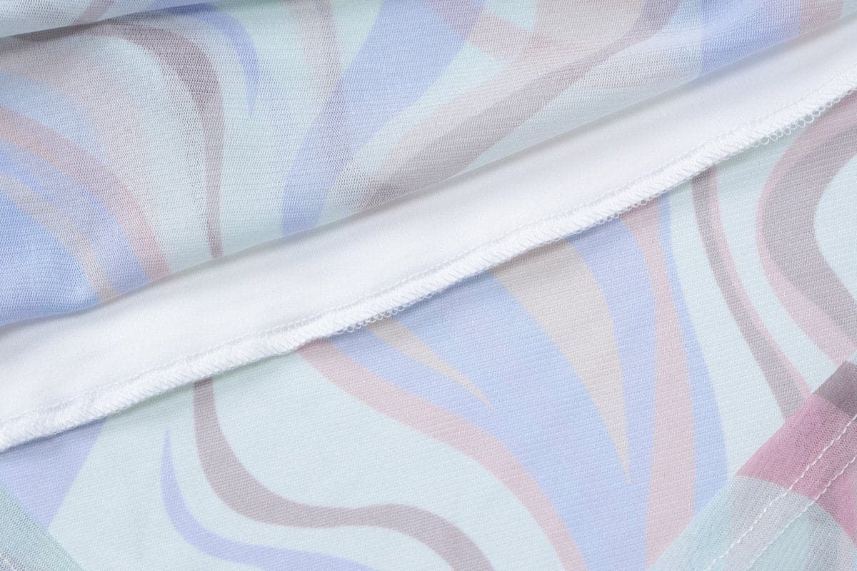 Rose applique ruched contrast mesh tube maxi dress