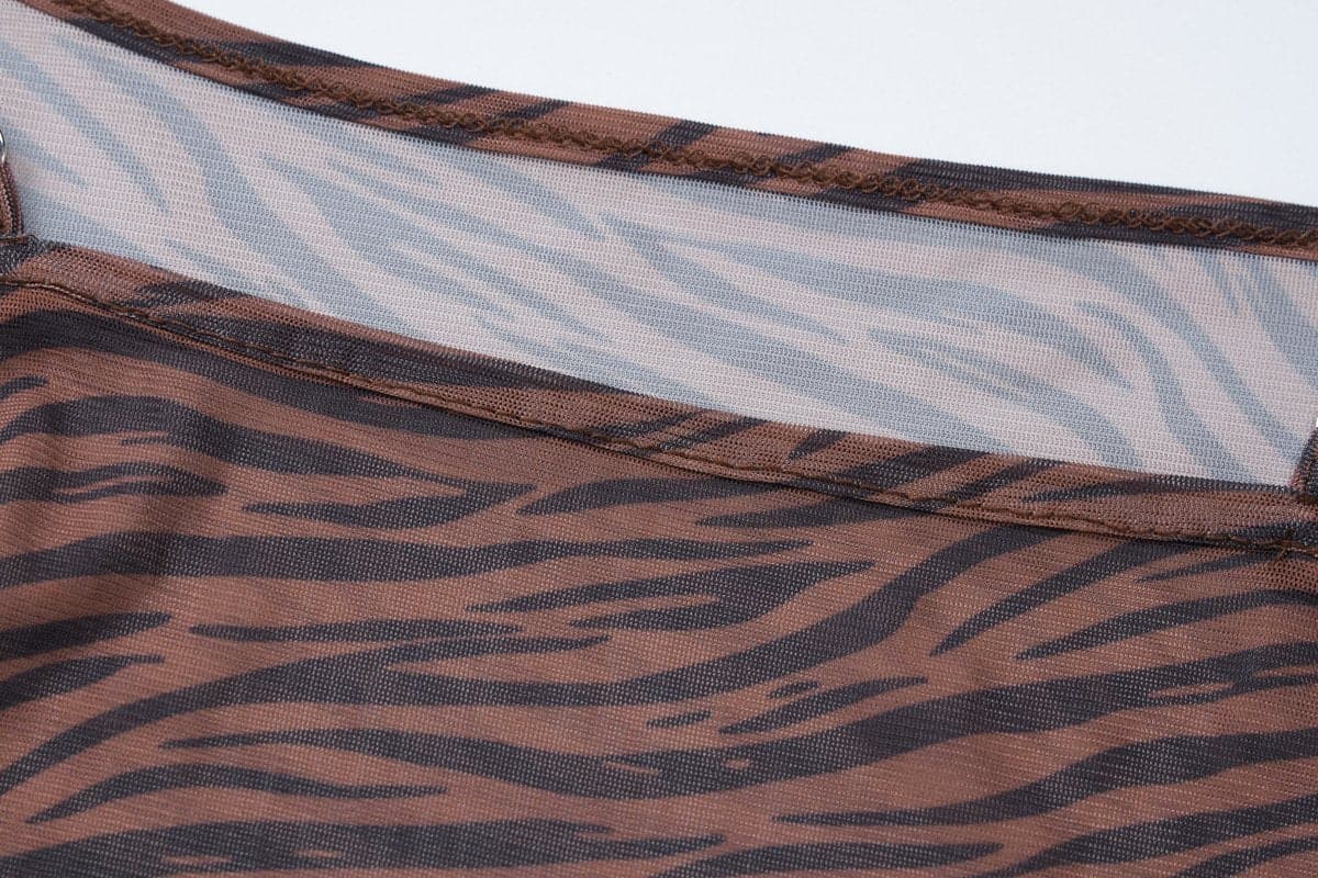 Tiger print sheer mesh cami maxi dress