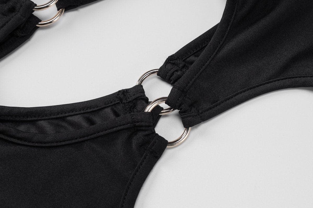 Long sleeve hollow out o ring padded cut out maxi dress