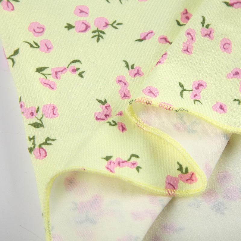 Bowknot flower print ruched ruffle cami top