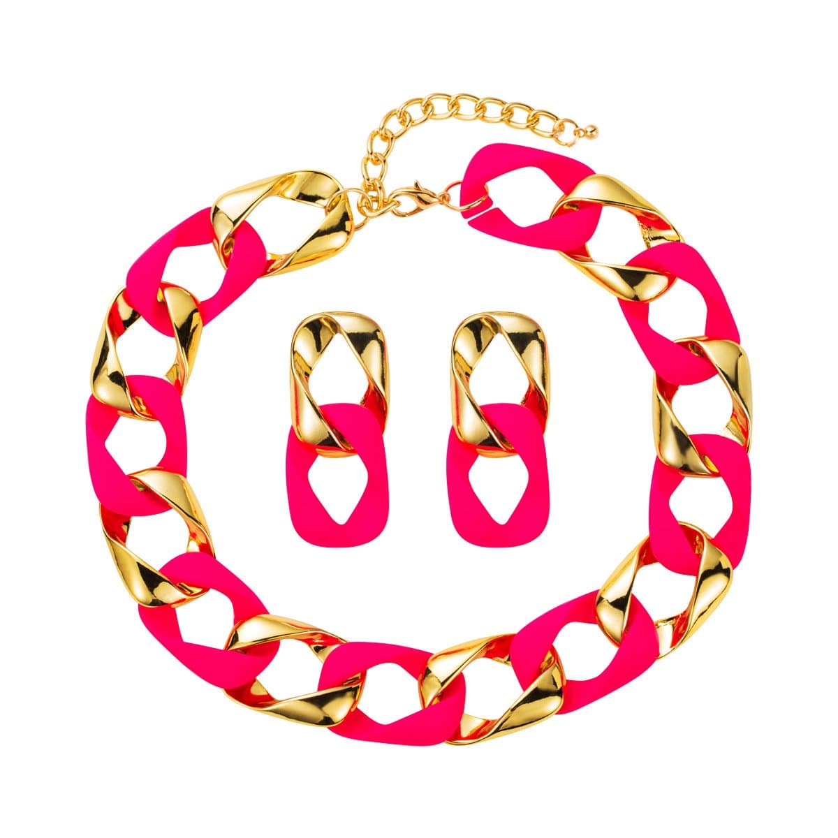 Patchwork contrast metal chain necklace