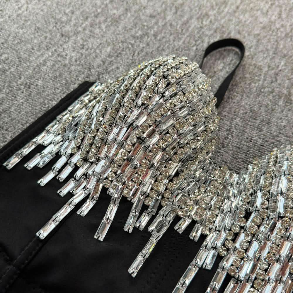 V neck beaded button backless cami top