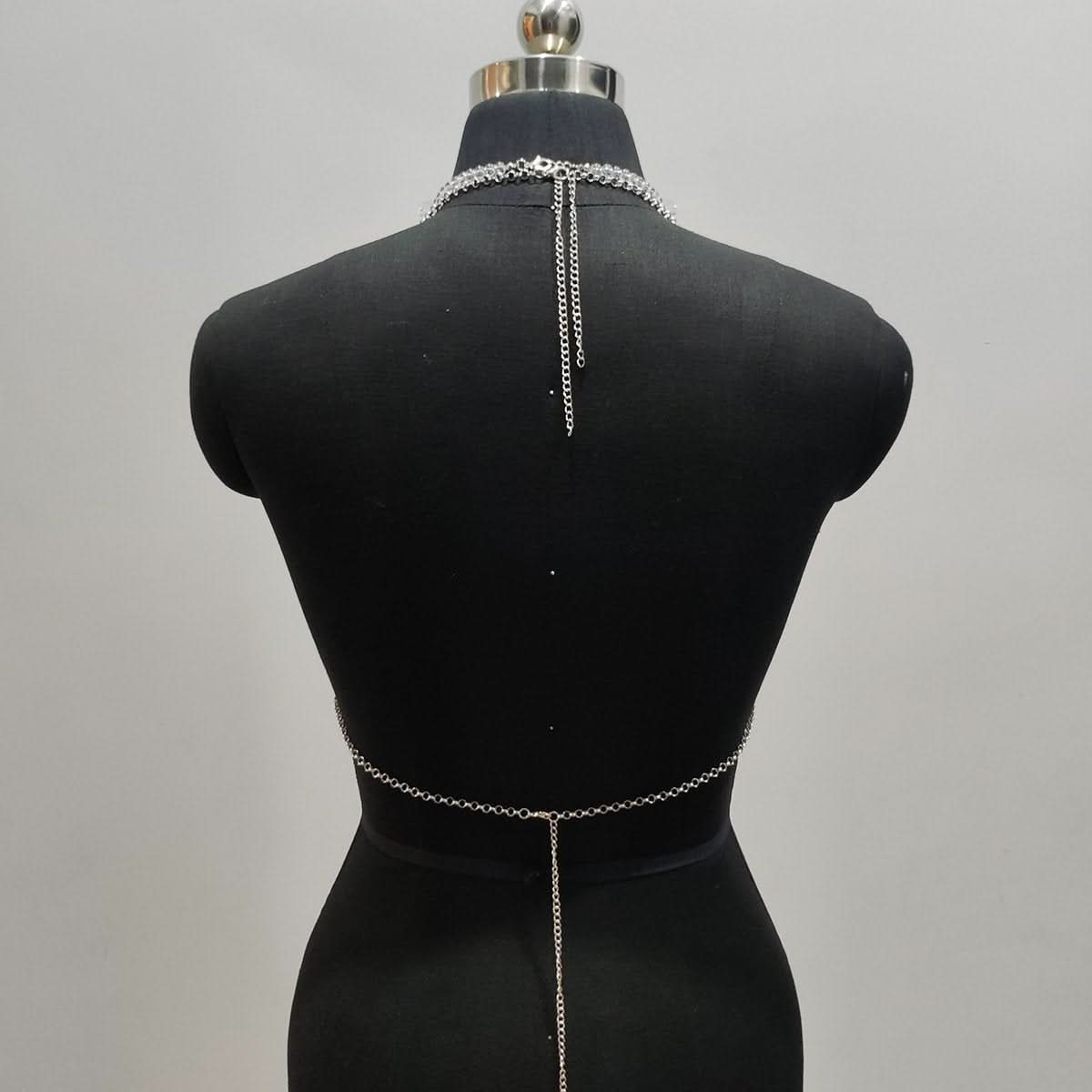 Halter hollow out beaded backless cut out top