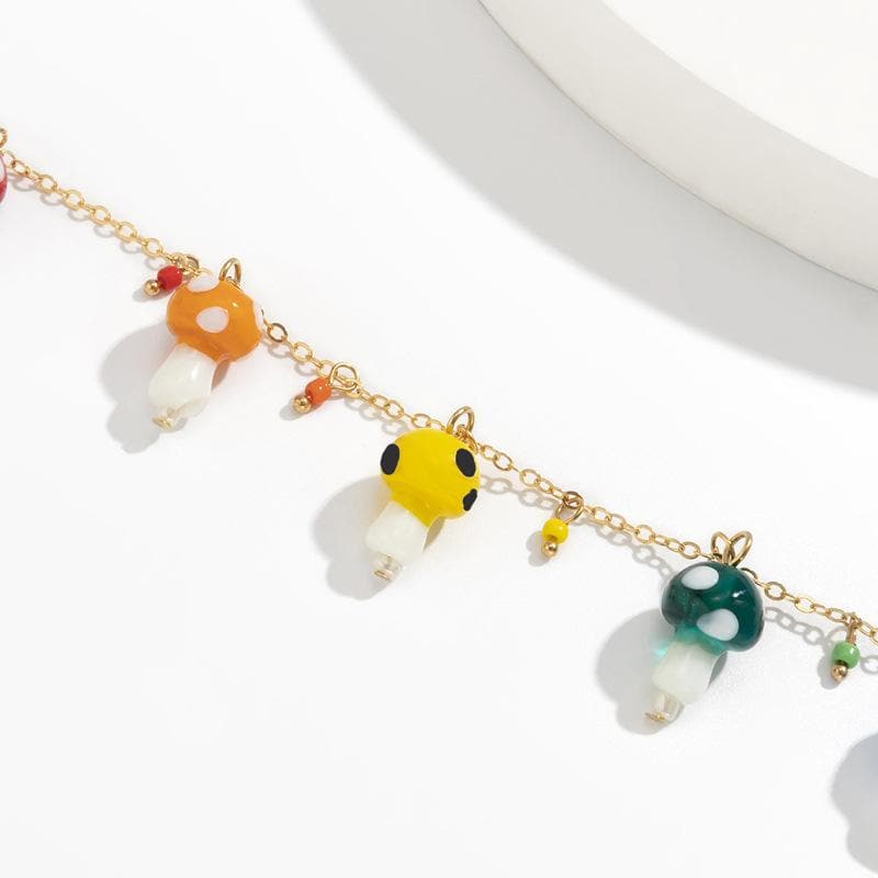 Mushrooms decor pendant choker necklace