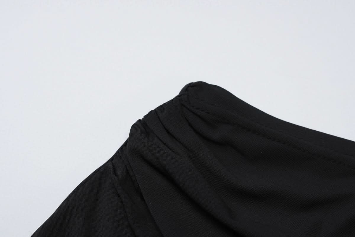 One shoulder long sleeve flower applique maxi skirt set