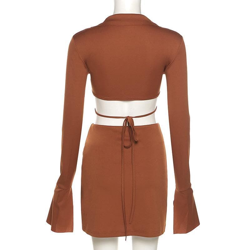 Long flared sleeve skirt set