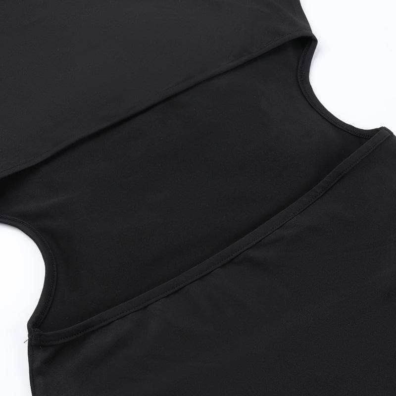 Sleeveless crewneck flower applique backless maxi dress