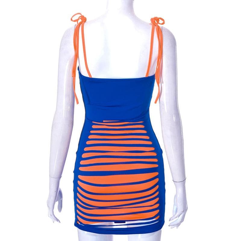 Skeleton Print Halter Neck Sleeveless Bodycon Mini Dress