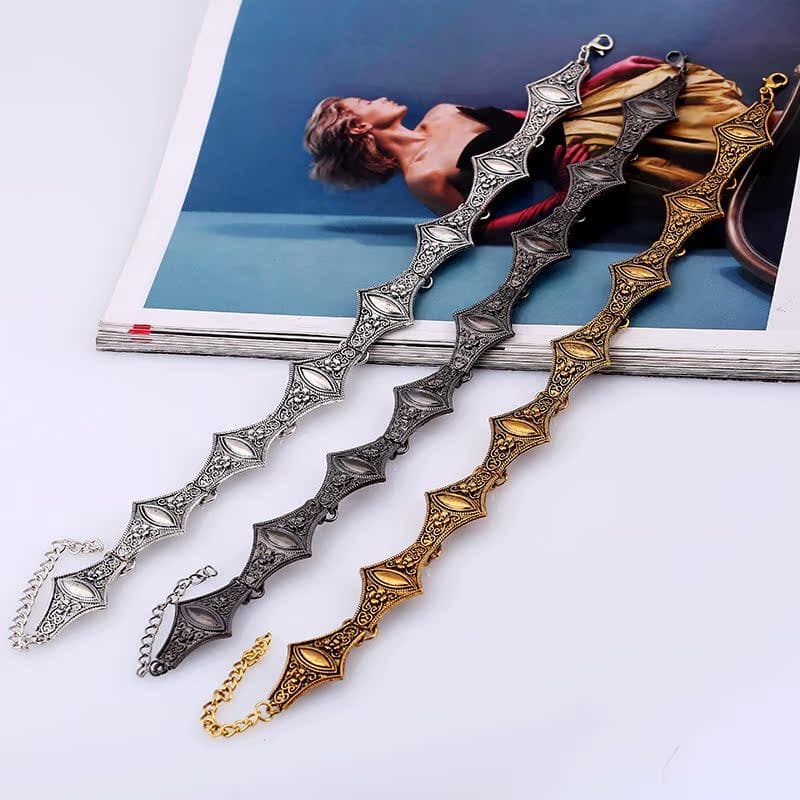 Flower metal chain adjustable choker necklace