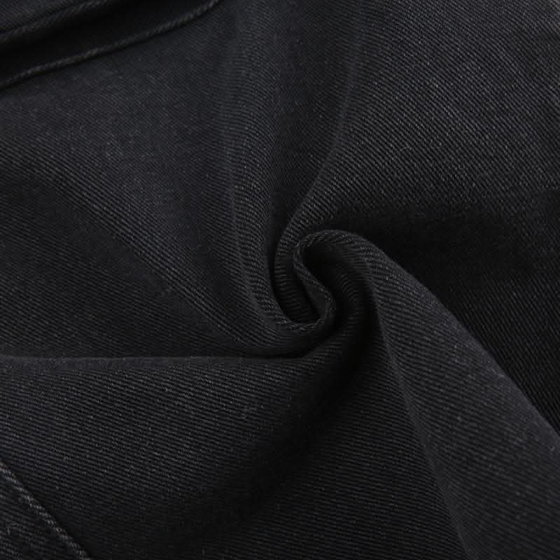 Solid irregular cargo pocket low rise zip-up jeans-final-sale