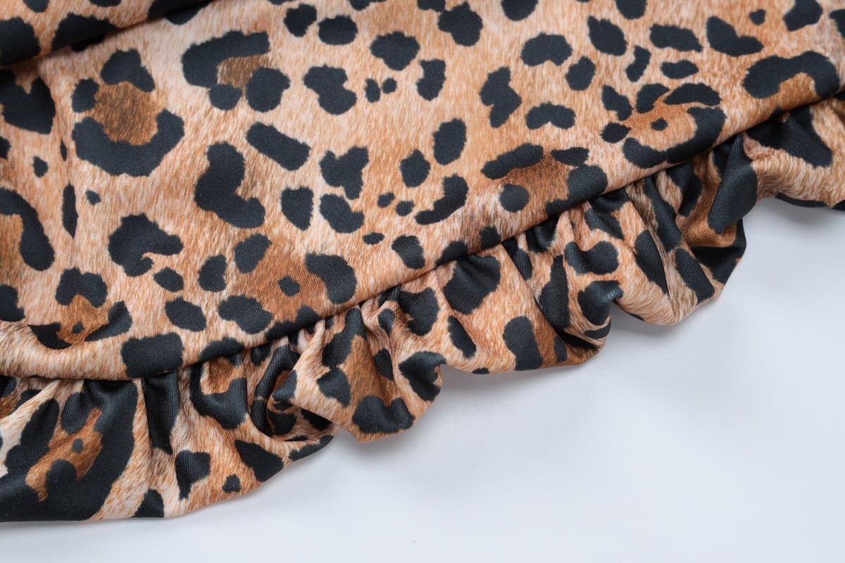 Leopard print patchwork tube mini dress