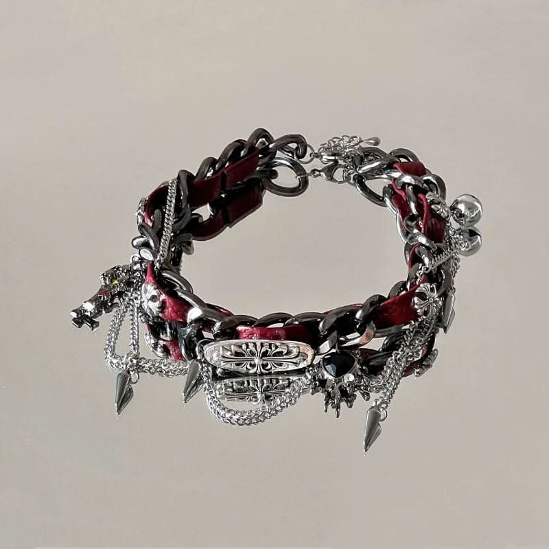 Rivet heart decor PU leather choker necklace