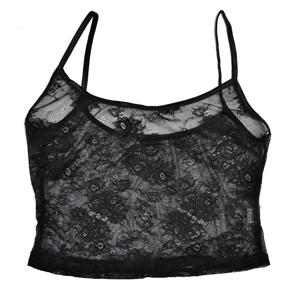 U neck lace solid see through bowknot cami mini skirt set