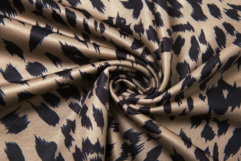 Leopard print hollow out backless cami cut out maxi dress