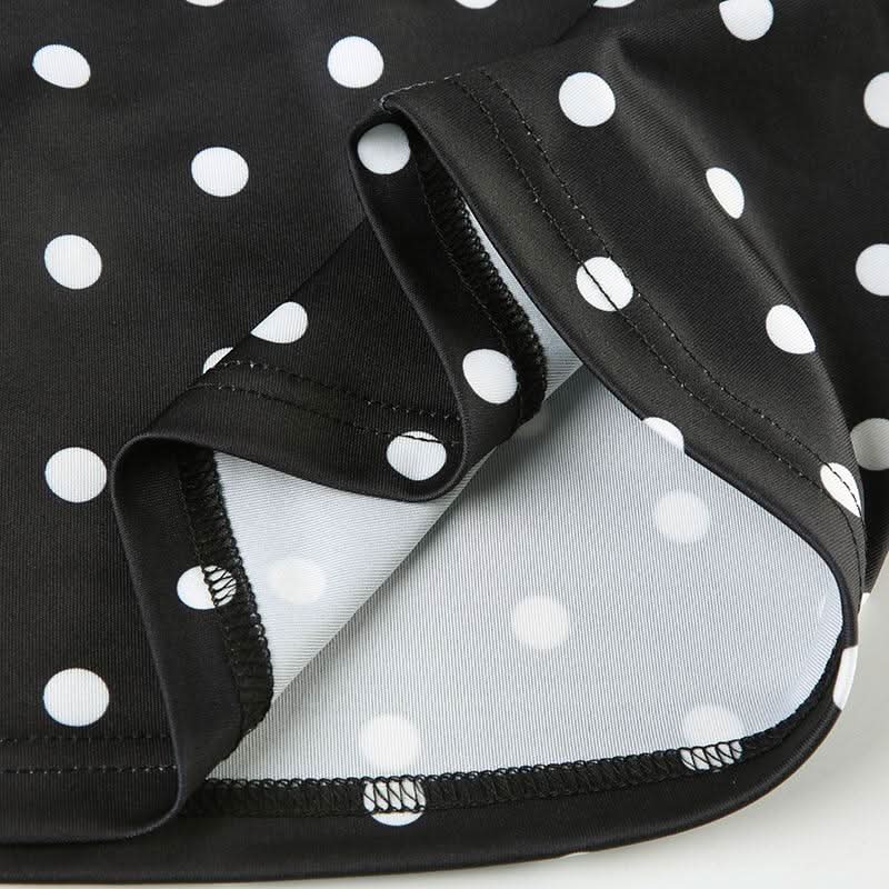 Irregular polka dot halter backless one shoulder top