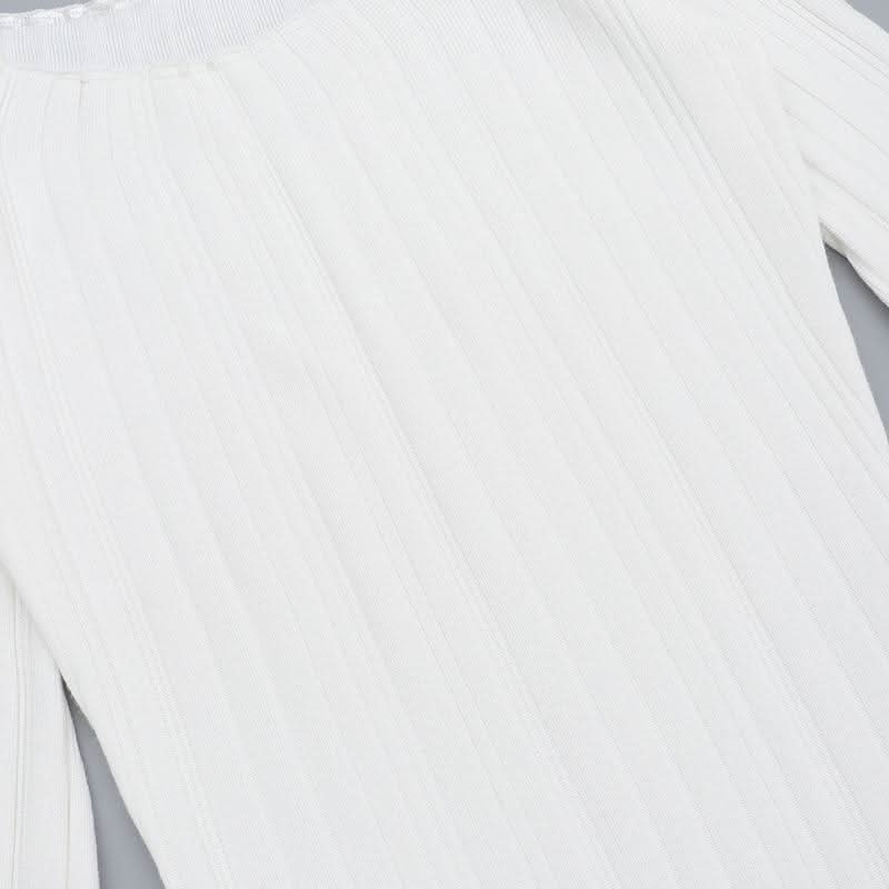 Off shoulder long sleeve knitted solid maxi dress