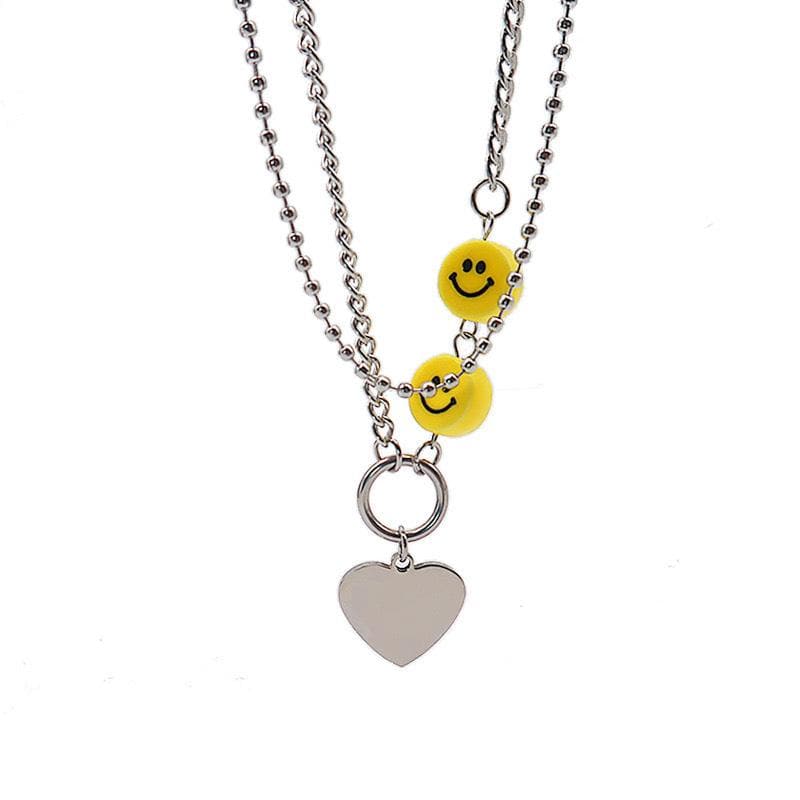 Heart pendant o ring layered necklace
