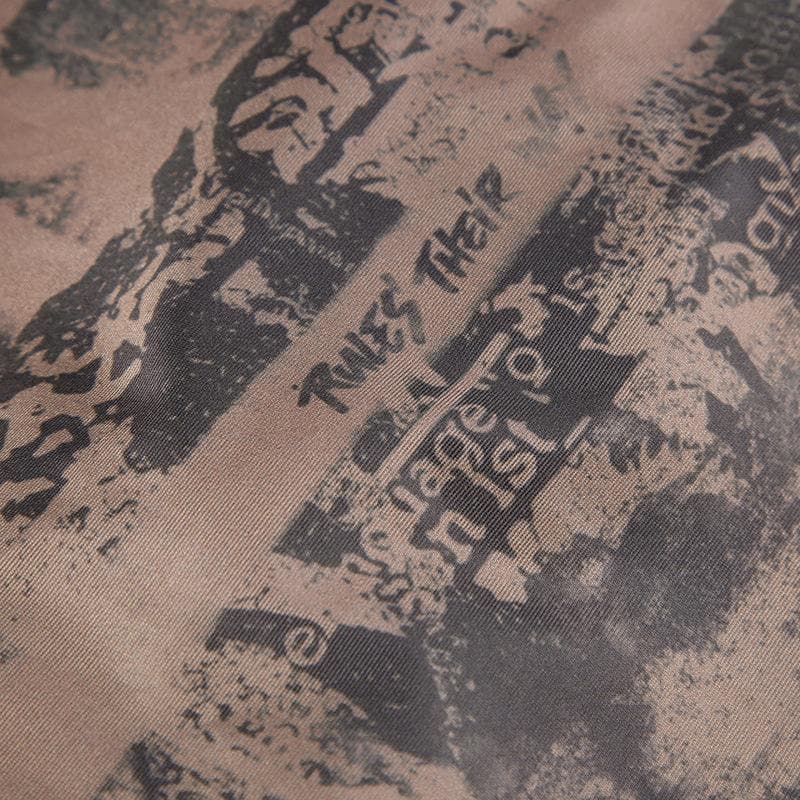 Feather patchwork long sleeve contrast self tie top