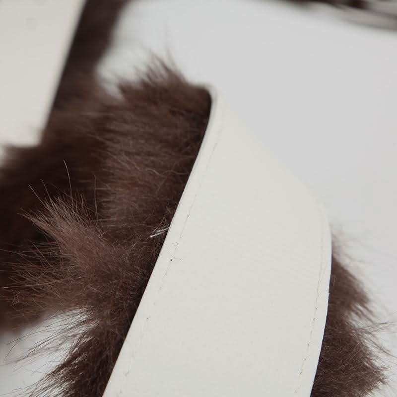 Fluffy PU leather self tie decor belt