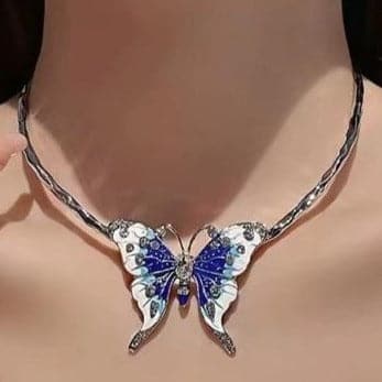 Butterfly rhinestone choker necklace