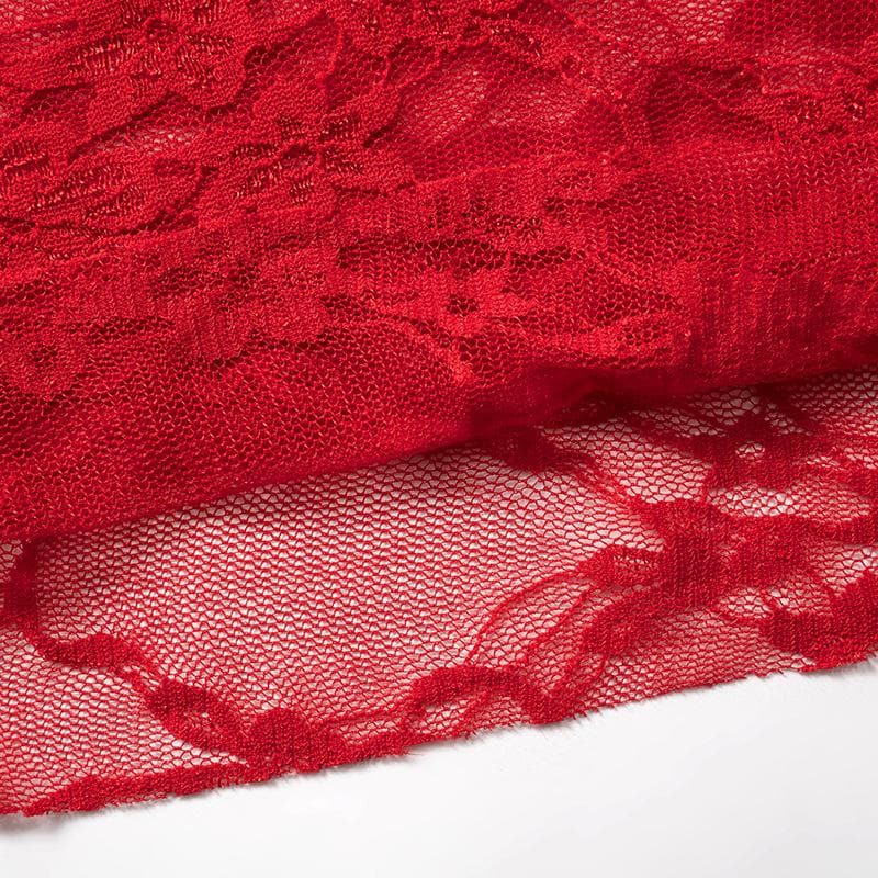 Long sleeve off shoulder lace see through mini skirt set