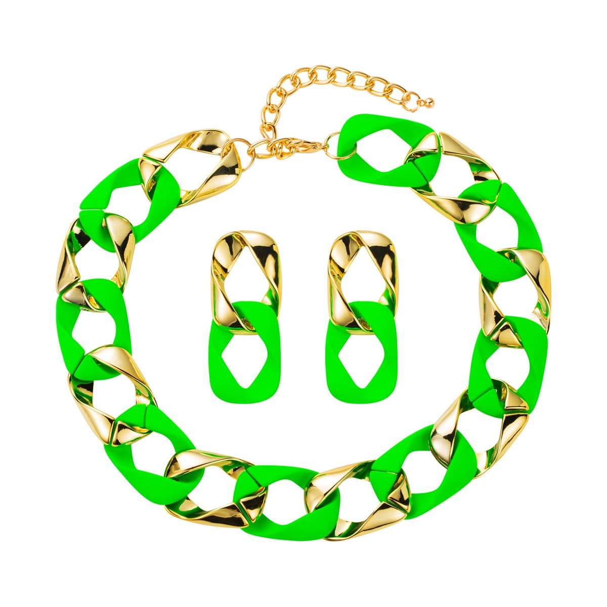 Patchwork contrast metal chain necklace