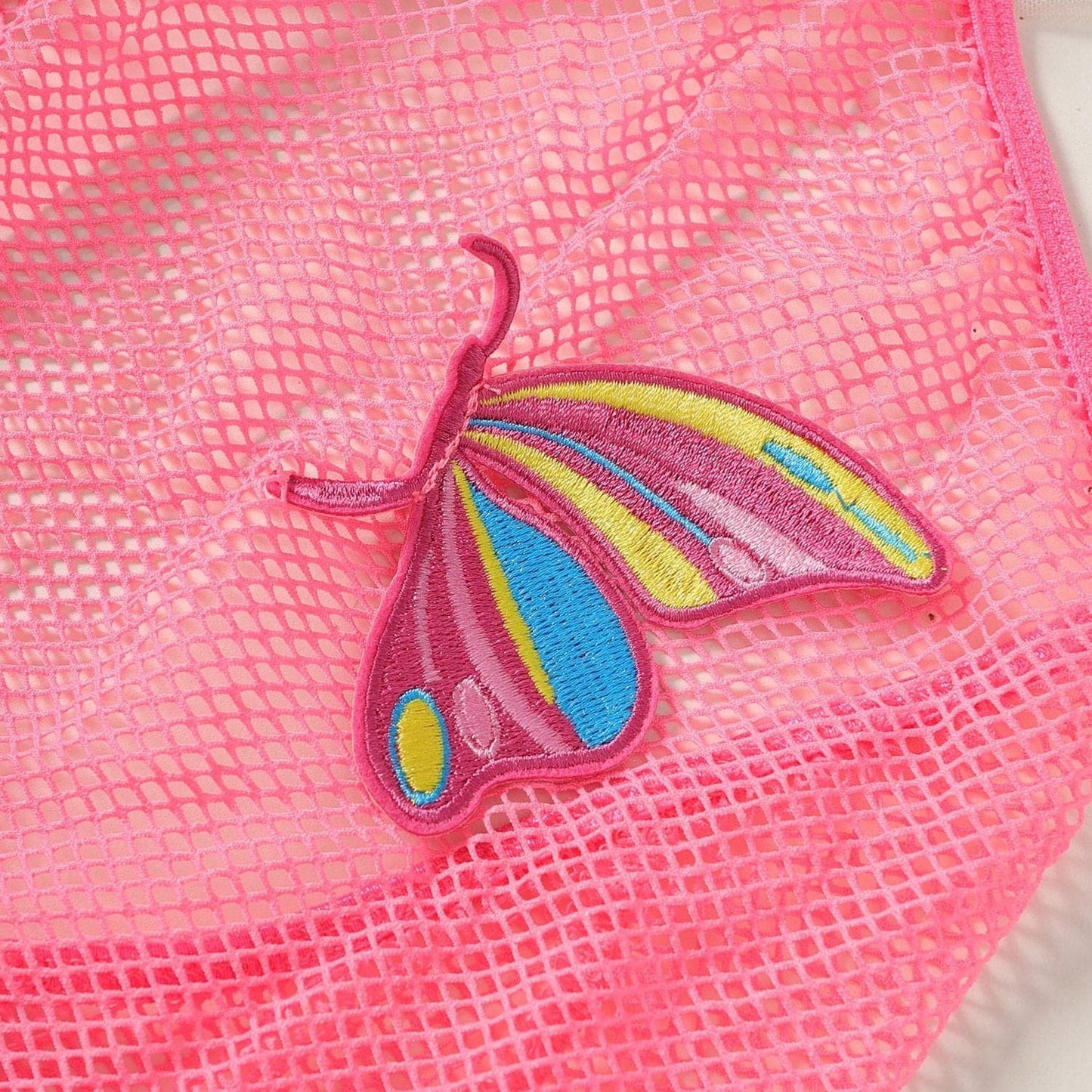 Halter butterfly pattern fishnet lace bodysuit