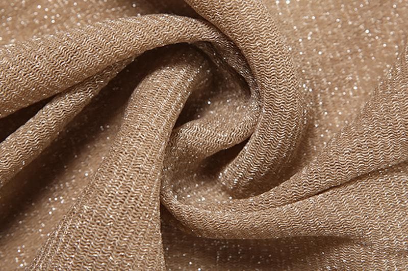 Glitter backless mesh slit maxi dress